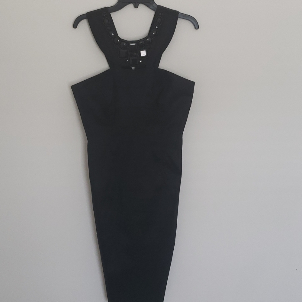 Black dress with beaded neck